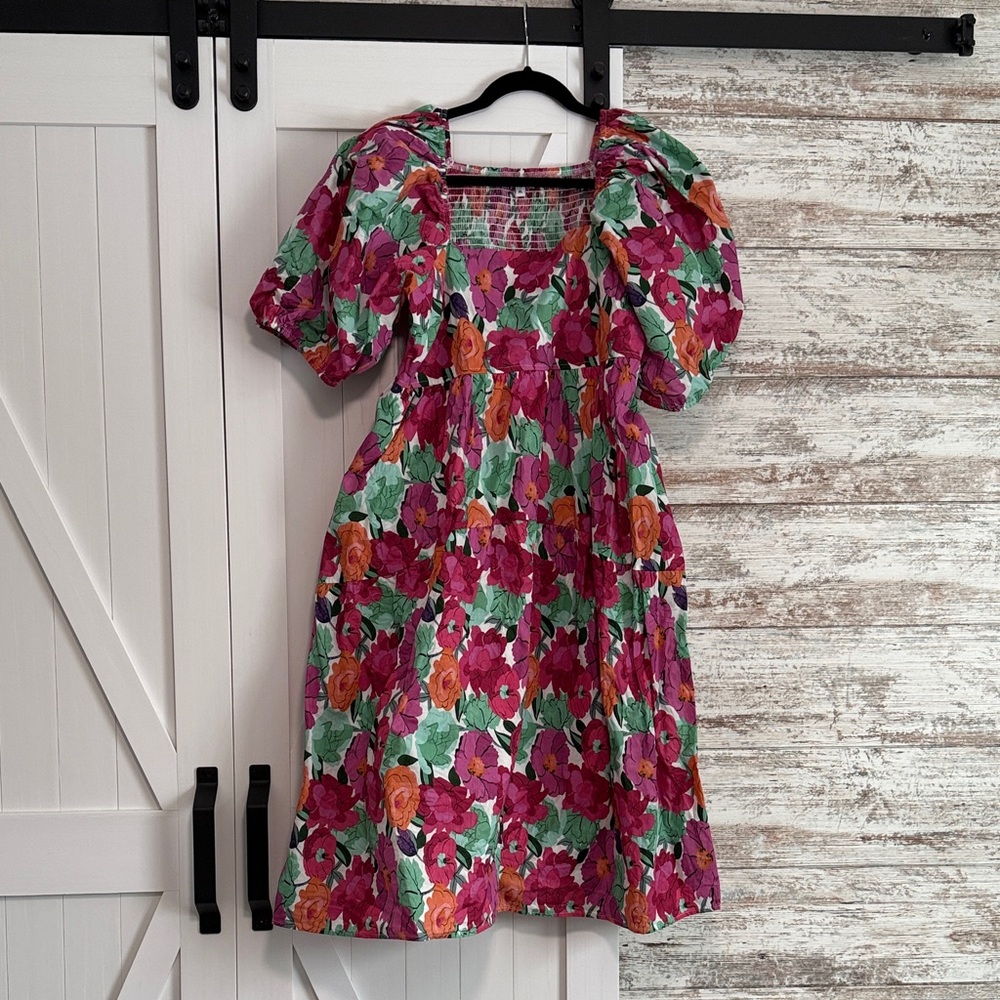Baltic Born Aimee Puff Sleeve Midi Dress | Pink Multi